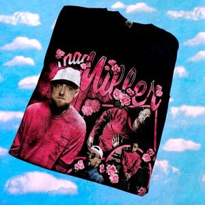 Graphic Tee with Pink Floral Design